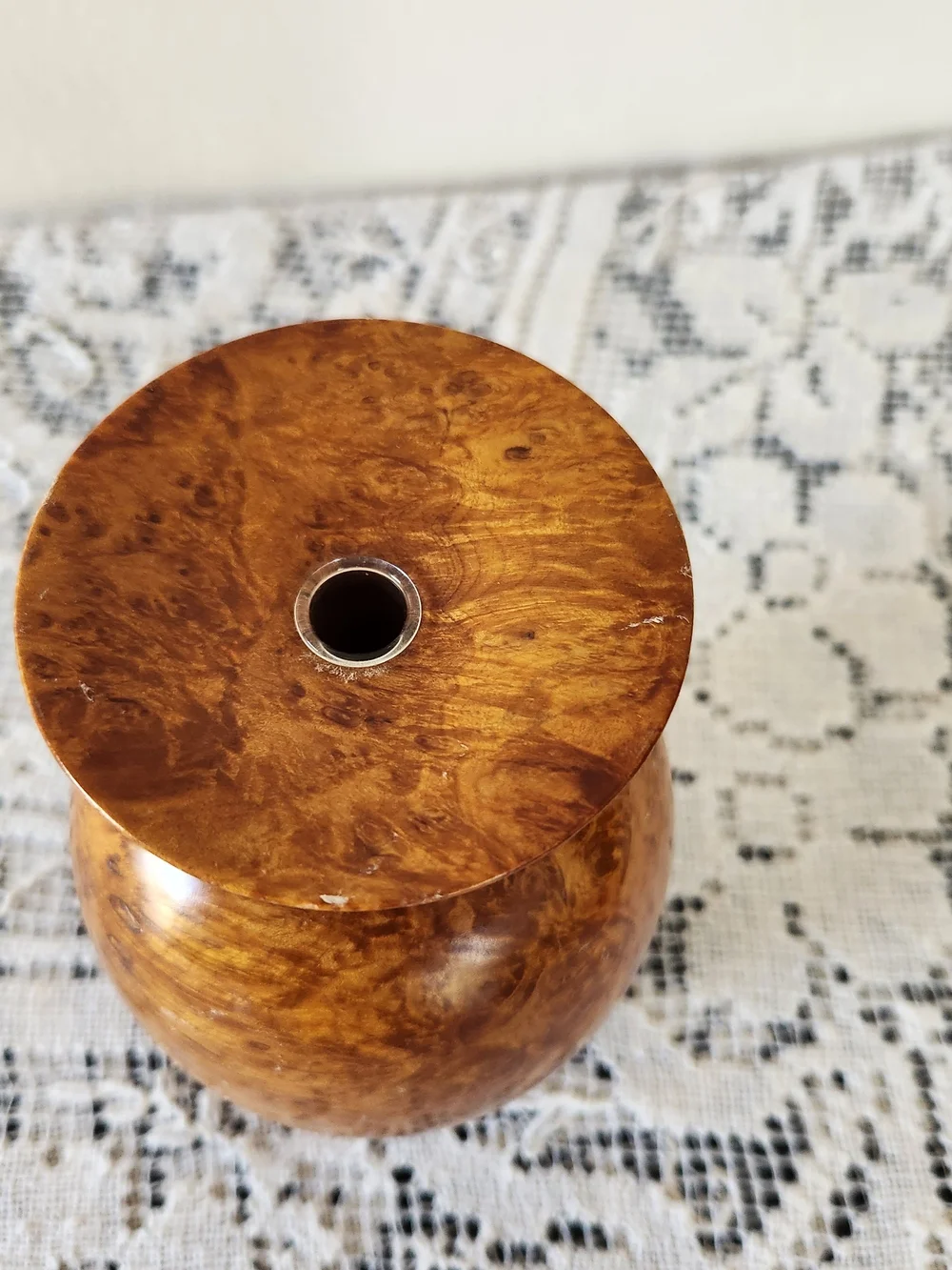 MCM Hand-Turned Burl Wood Accent Vase - Brown